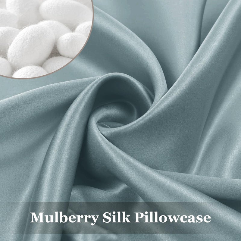 Adubor 100% Silk Pillowcase - Mulberry Silk Pillow Cases, 23 Momme 6A Grade Fibers, Silk Pillow Case for Hair and Skin Health, with Hidden Zipper (King 20''Ã—36'', Lake Blue, 1PC) - Image 3